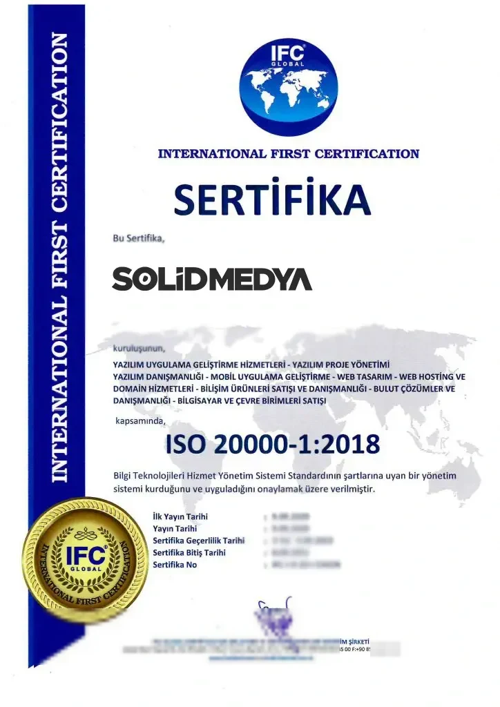 Solid Medya ISO Kalite Belgesi 5 belgesi