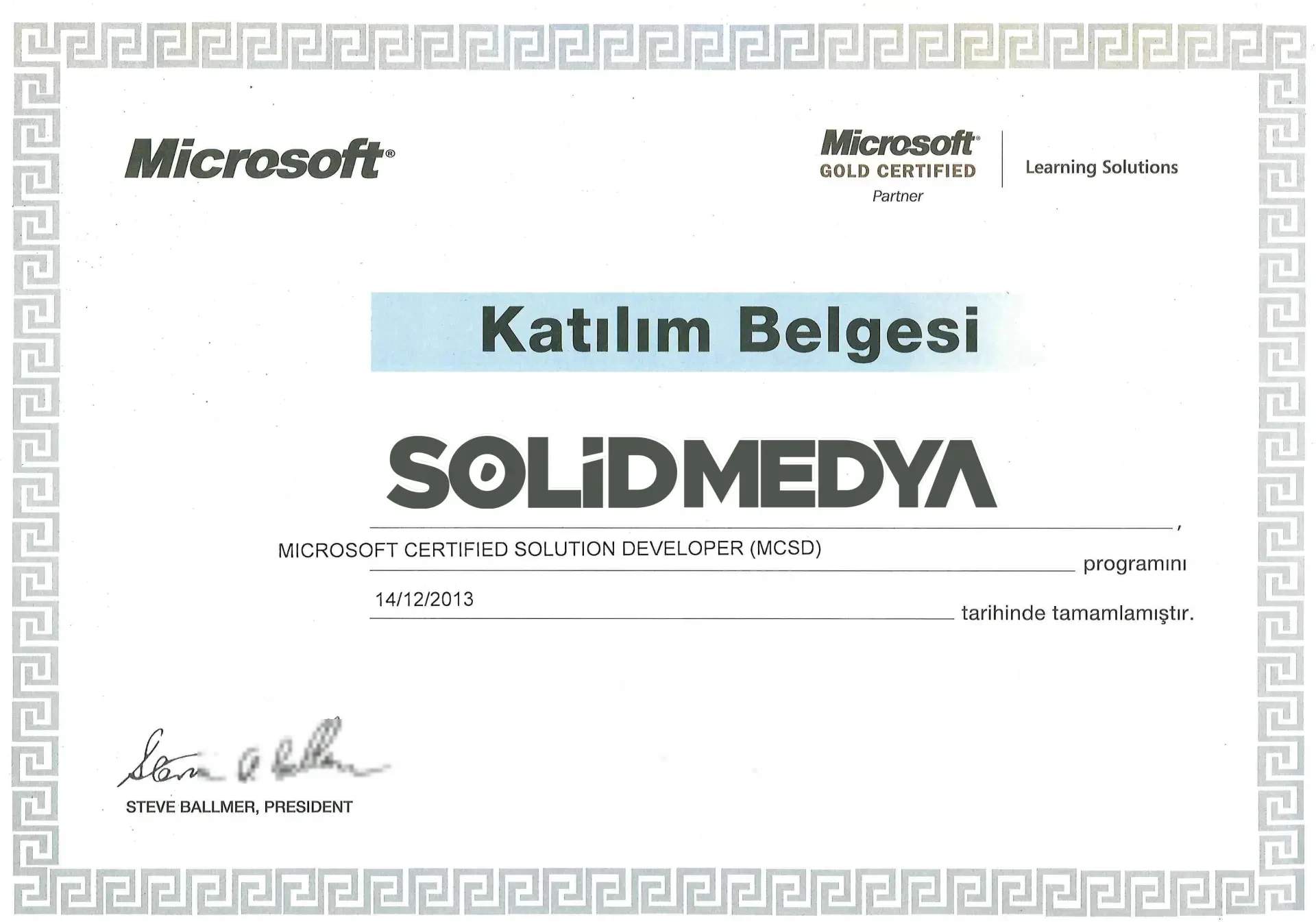 Solid Medya Microsoft MCSD Sertifikası